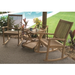 Royal Teak Rocking Chair Set for 2 with Tray Cart - RT-ROCKER-SET1