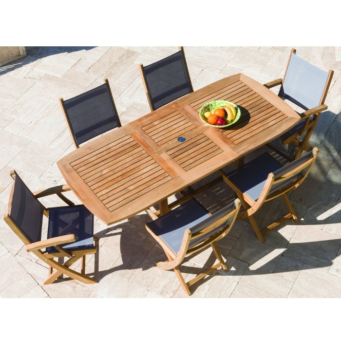 Royal teak dining chair with sling seating