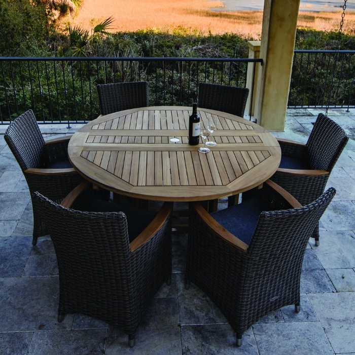 Royal teak dining table with teak frame