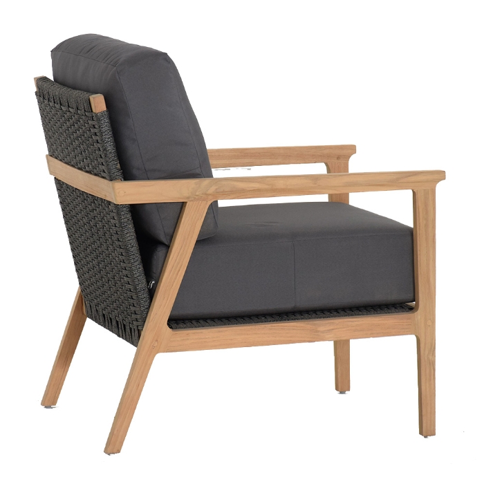 Ventura Club Chair with Teak and Rope side