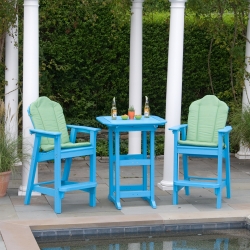 Seaside Casual Classic Adirondack Bar Set for 2 with Cushions - SC-CLASSIC-SET14