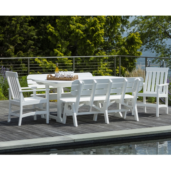 Seaside Casual Hampton Patio Dining Set with Arm Chairs and Benches - SC-HAMPTON-SET4