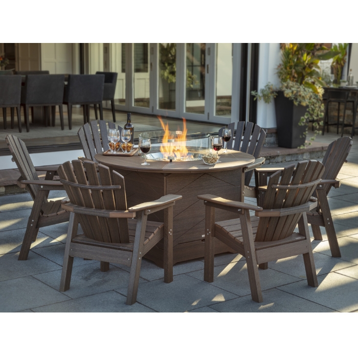 Seaside Casual Adirondack Shellback Dining Fire Pit Set - SC-SHELLBACK-SET17
