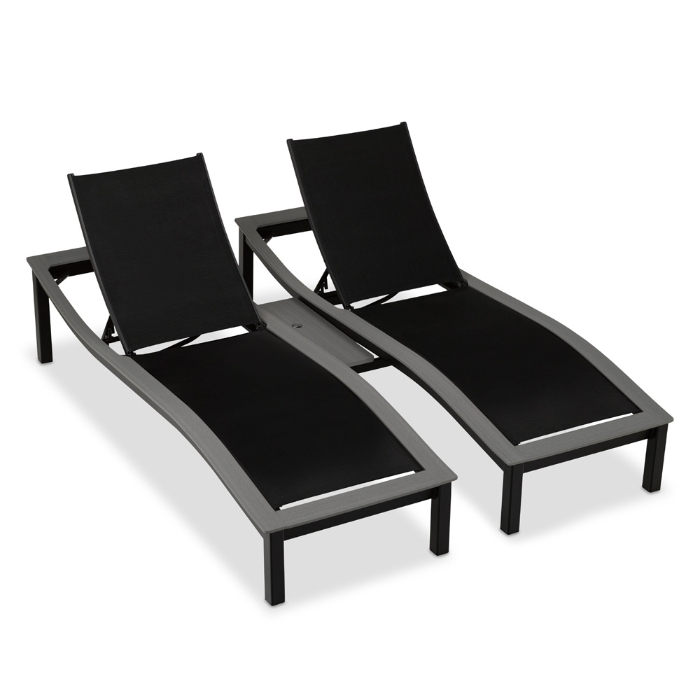Telescope Casual Bazza Double Chaise Set with Umbrella Table - TC-BAZZA-SET17
