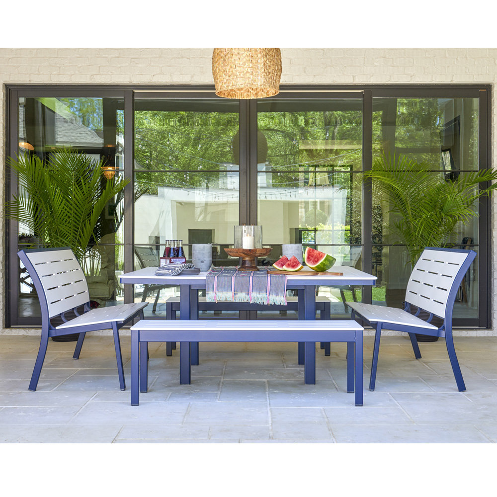 Telescope Casual Bazza Bench Dining Set with with Square Table - TC-BAZZA-SET9