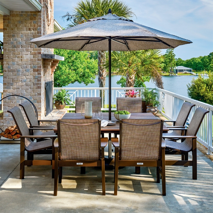 Telescope Casual Leeward Sling Square Patio Dining Set for 8 - TC-LEEWARD-SET20