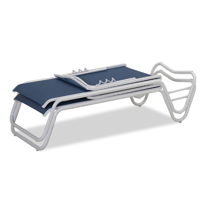 Gardenella Set of 2 Armless Stacking Chaises in Warm Grey and Sky Sling - TC-QS-SET13