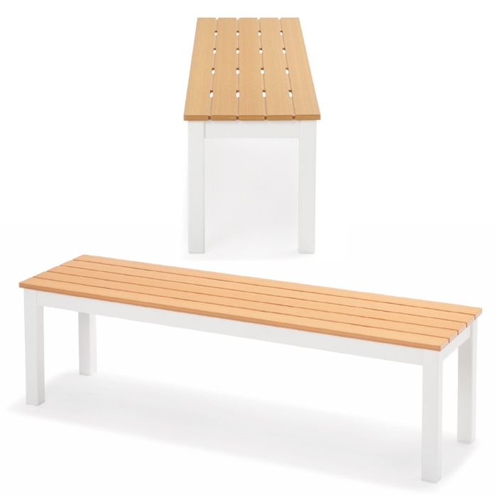 Telescope Casual Bazza Bench in Snow with Rustic Teak Polymer