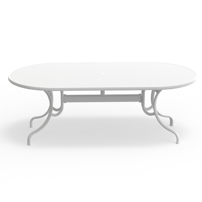 84" x 42" Hammered Value MGP Oval Dining Table in White with Snow MGP Top