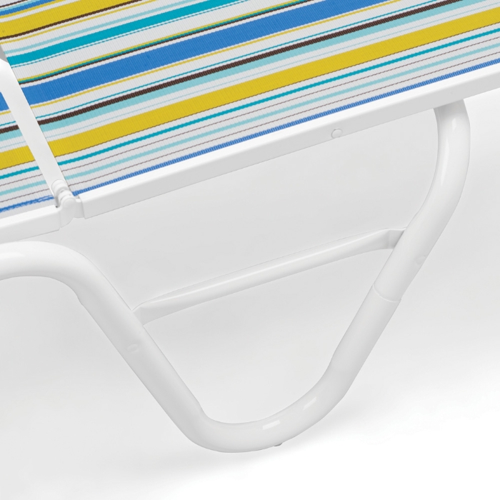 In Stock Set of 2 Gardenella Armless Stacking Chaises in Textured White and Coastline Sling Fabric - TC-QS-SET12