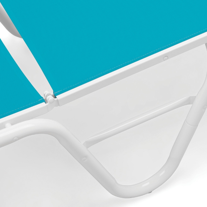 Quick Ship Set of 2 Gardenella Armless Stacking Chaises in Textured White and Aqua Sling Fabric - TC-QS-SET15