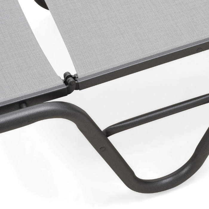 Quick Ship Set of 2 Gardenella Armless Stacking Chaises in Textured Graphite and Alloy Sling Fabric - TC-QS-SET17