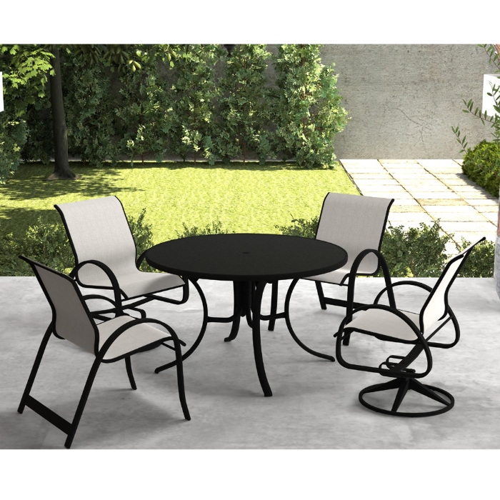 Telescope Casual Aruba Sling Dining Set for 4 in Black with Alloy Slings - - TC-QS-SET28