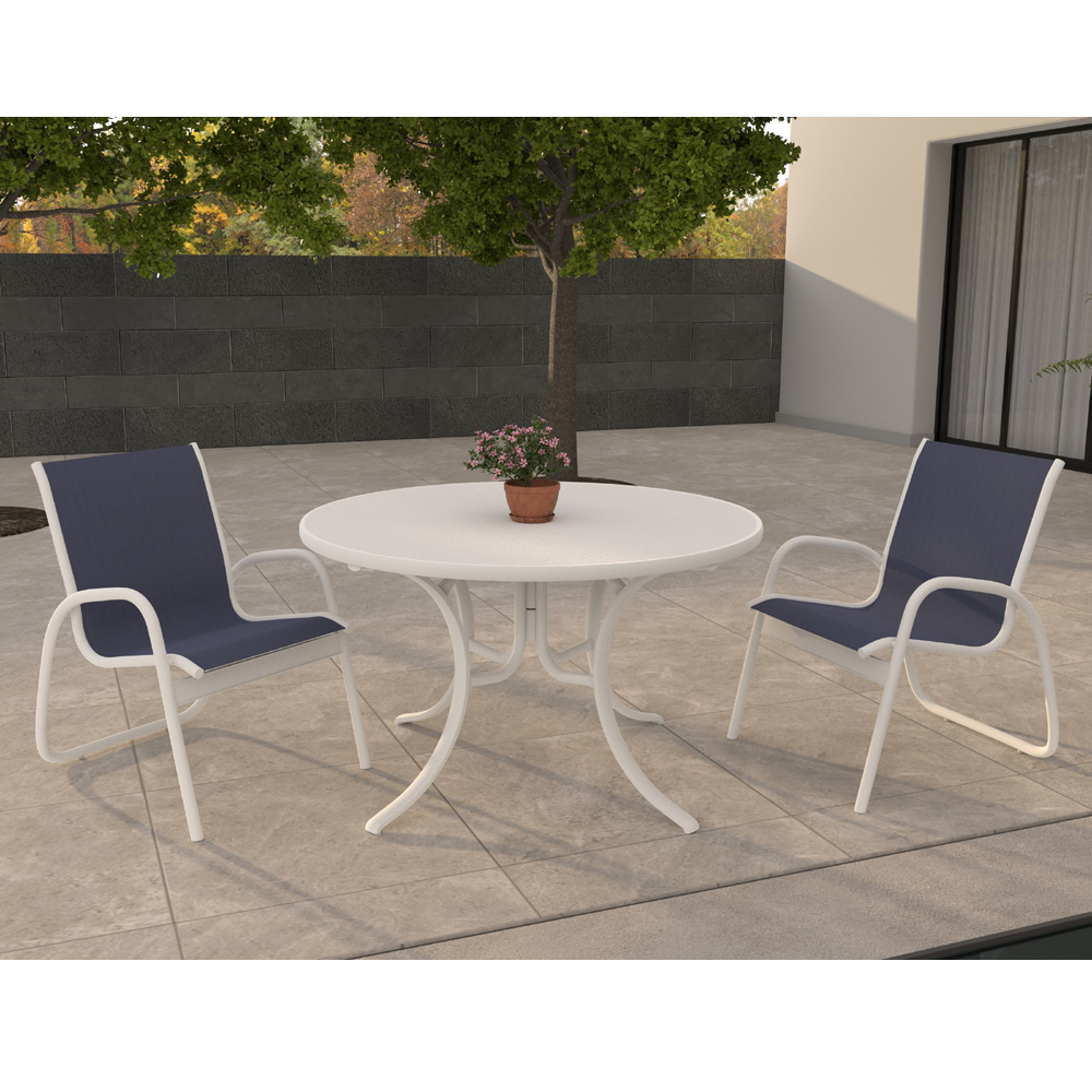 Telescope Casual Gardenella Patio Dininig Set in White with Navy Slings - - TC-QS-SET42