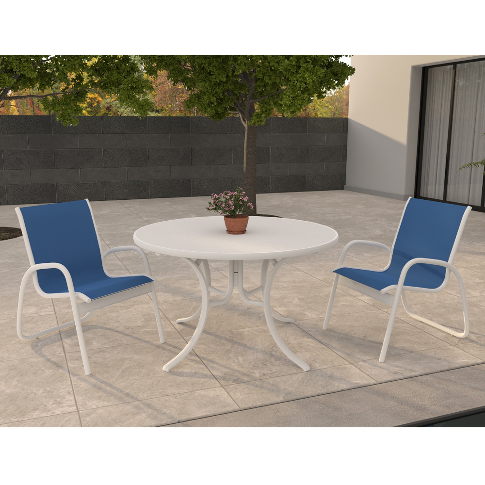 Telescope Casual Gardenella Patio Dininig Set in White with Cobalt Slings - - TC-QS-SET43