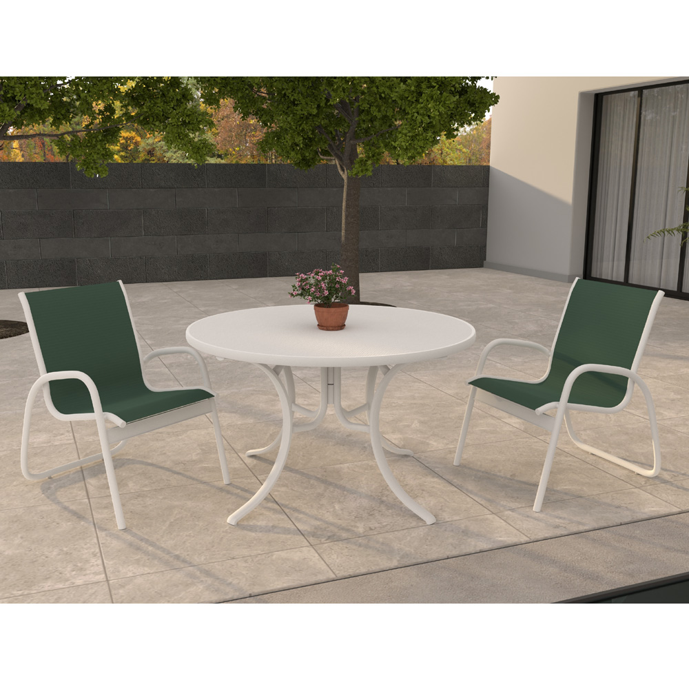 Telescope Casual Gardenella Patio Dininig Set in White with Forest Green Slings - - TC-QS-SET47