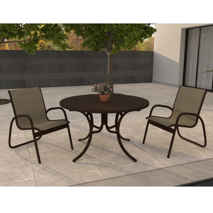 Telescope Casual Gardenella Patio Dininig Set in Kona with Elevation Stone Slings - - TC-QS-SET53