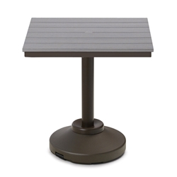 Telescope Casual 32" Square Rustic Polymer Balcony Table with 80 lb Pedestal Base - T150R-3P20