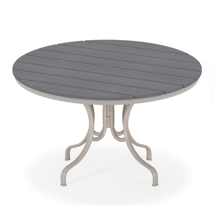 Telescope Casual 48" Round Rustic Polymer Dining Table with Deluxe Base - TM80R-2280