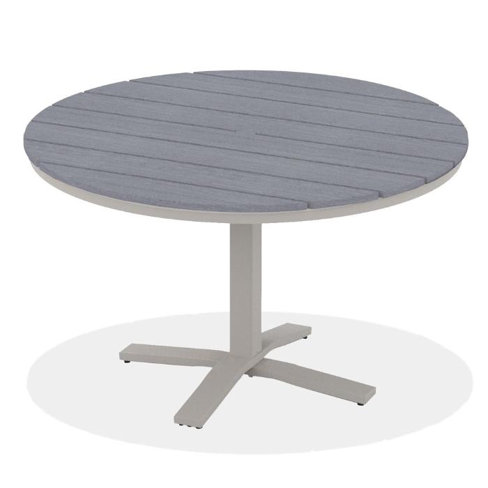 Telescope Casual 48" Round Rustic Polymer Dining Table with Pedestal Base - TM80R-2X20