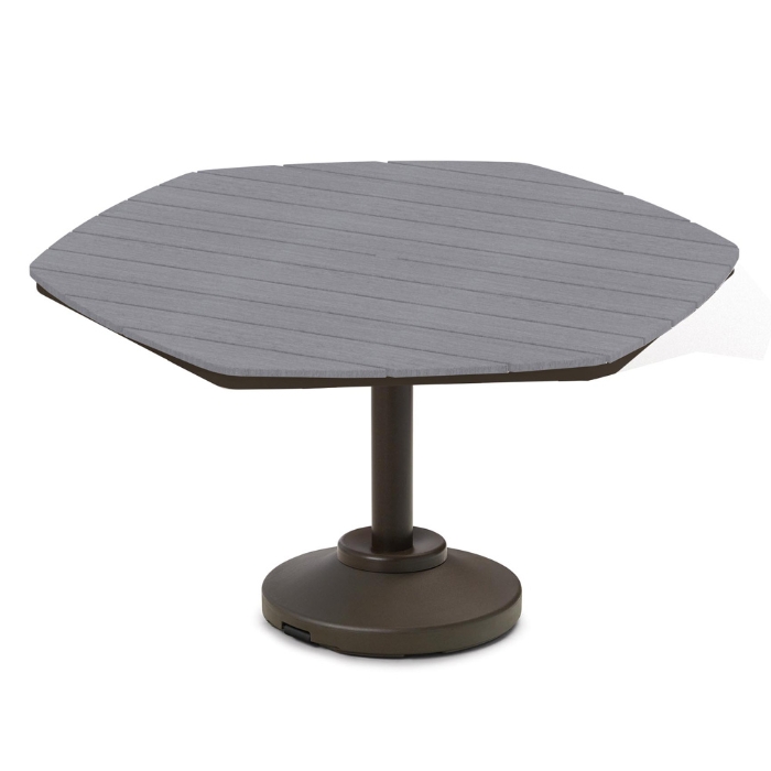 Telescope Casual 62" Hexagon Rustic Polymer Dining Table with 120 lb Weighted Pedestal Base - TP00R-2P50