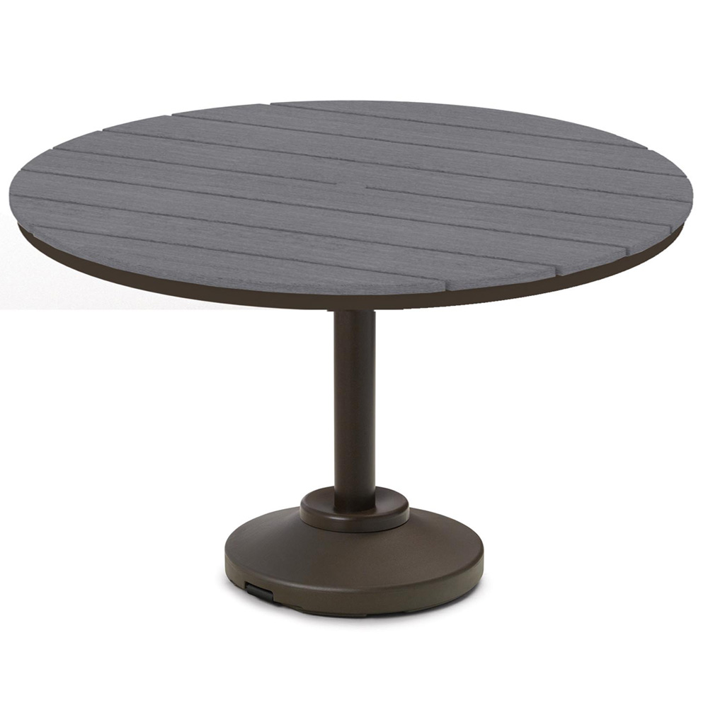 Telescope Casual 54" Round Rustic Polymer Dining Table with 120 lb Pedestal Base - TP20R-2P50