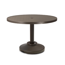 Telescope Casual 36" Round Aluminum Slat Dining Table with Weighted Pedestal Base - 3230-2P20