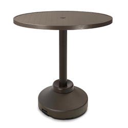 Telescope Casual 36" Round Aluminum Slat Bar Table with Weighted Pedestal Base - 3230-4P20