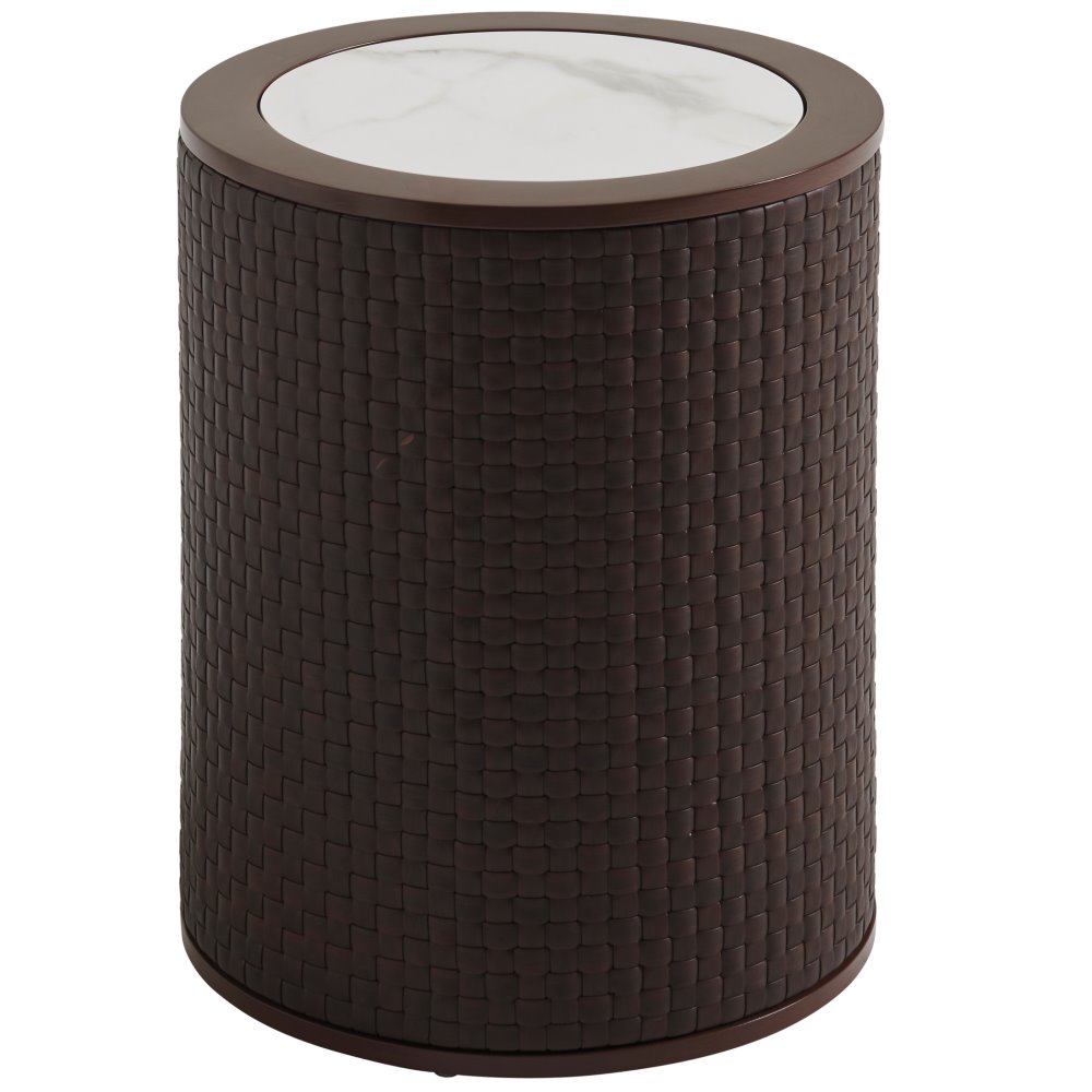 Abaco 18" Round Accent Tables with Stone Tops