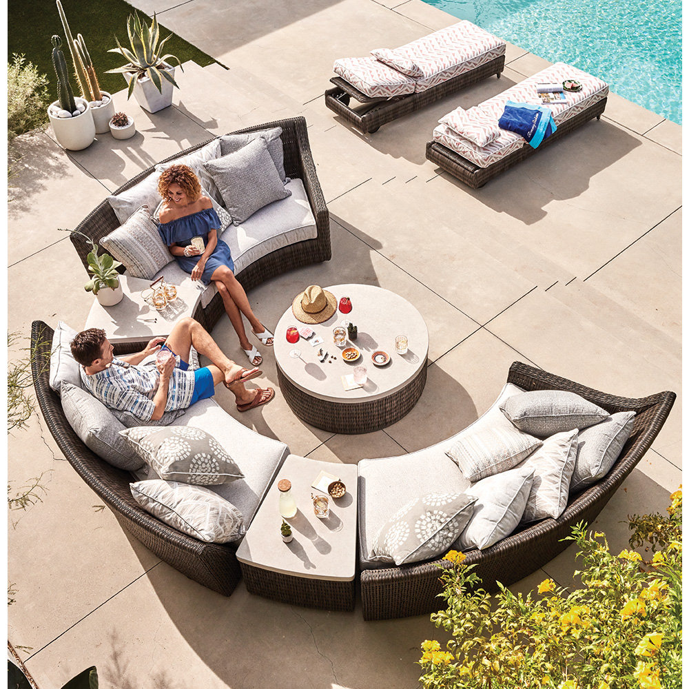 Cypress Point Armless Curved Sofa with Box Cushions - 3900-82AB