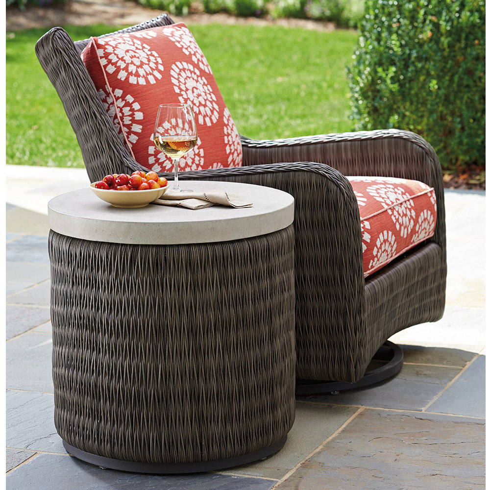 round wicker side table