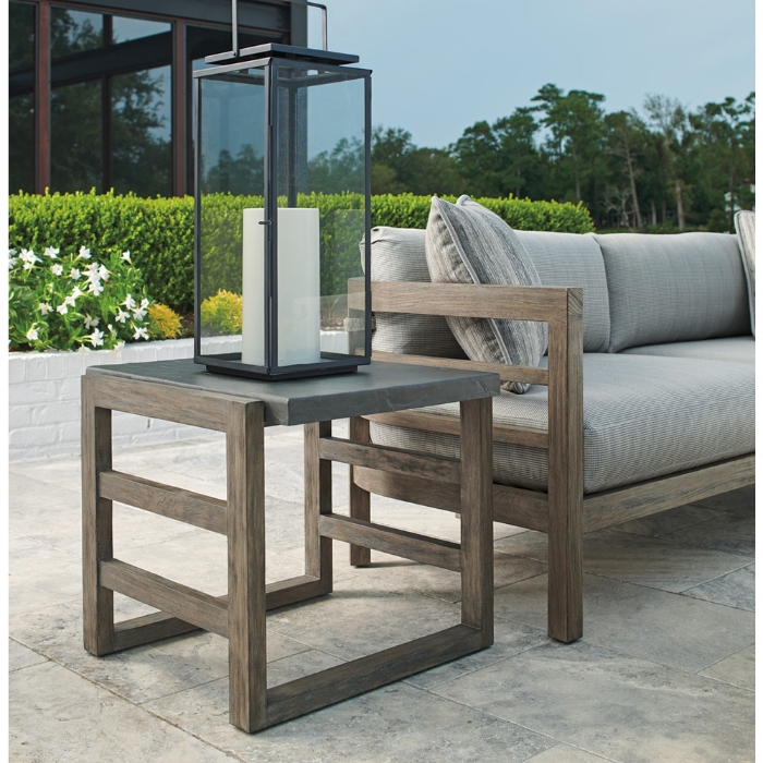 La jolla teak end table with slate top