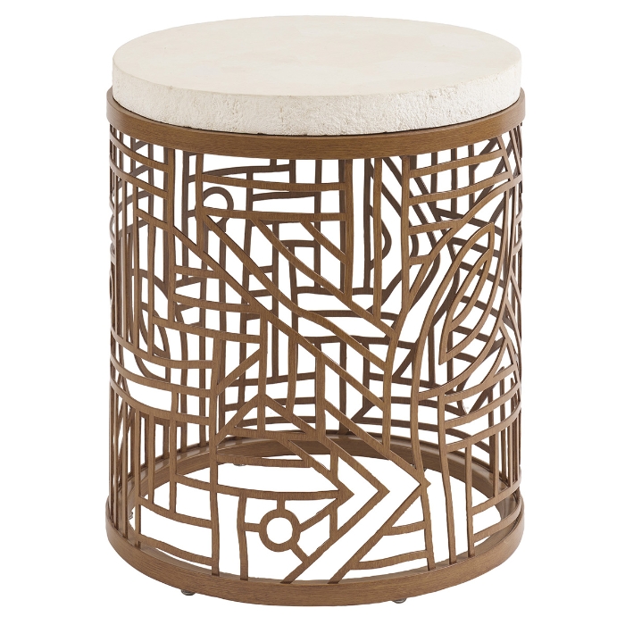 Tommy Bahama Palm Desert Poolside Round End Table with Stone Top