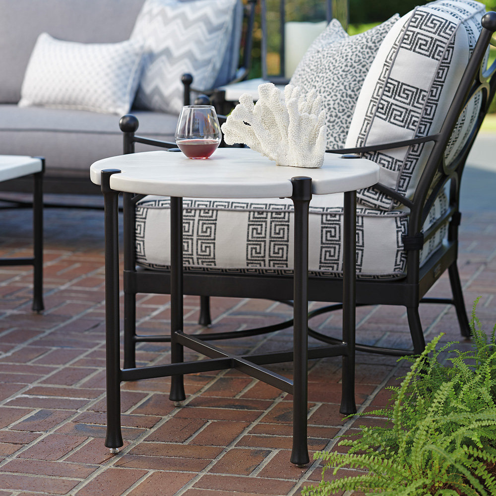 round faux stone top