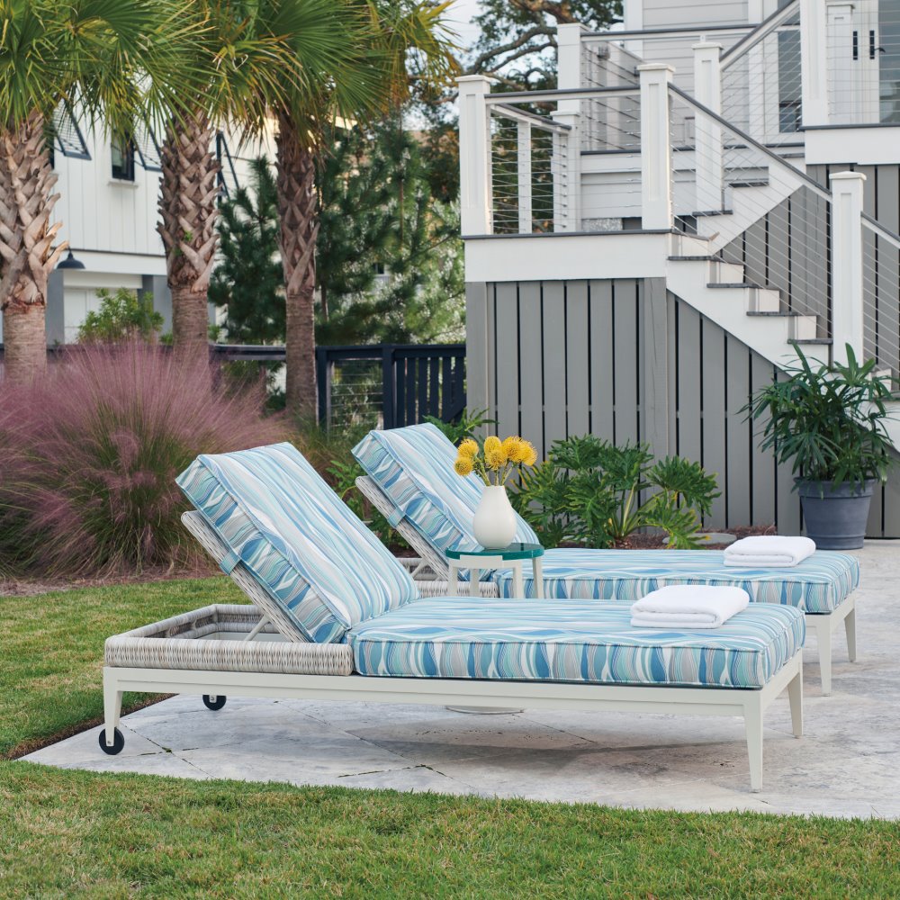 Tommy Bahama Seabrook Chaise Lounge Wicker Set with Side Table - TB-SEABROOK-SET3