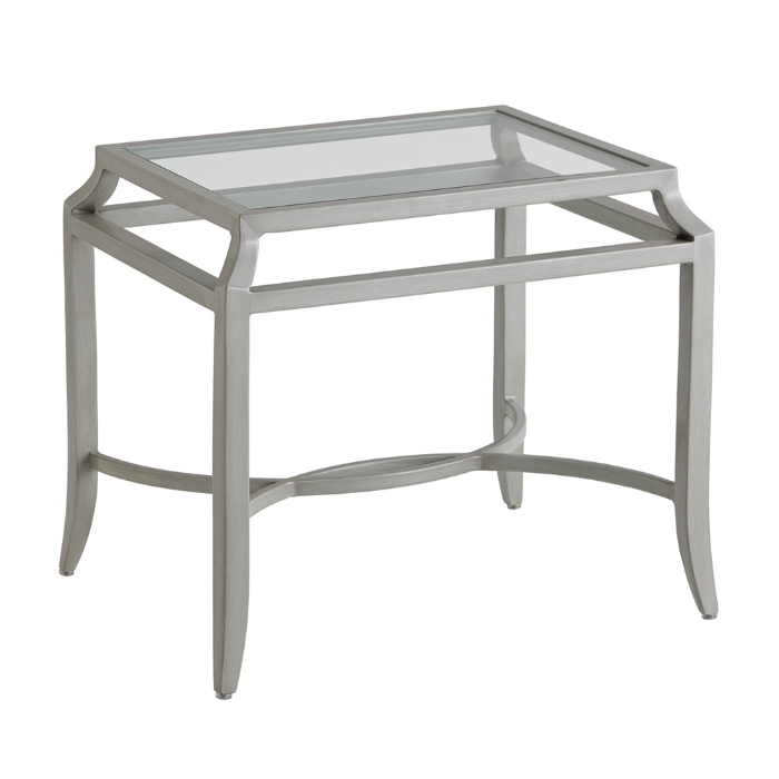 Silver Sands Rectangular End Table with Glass Top