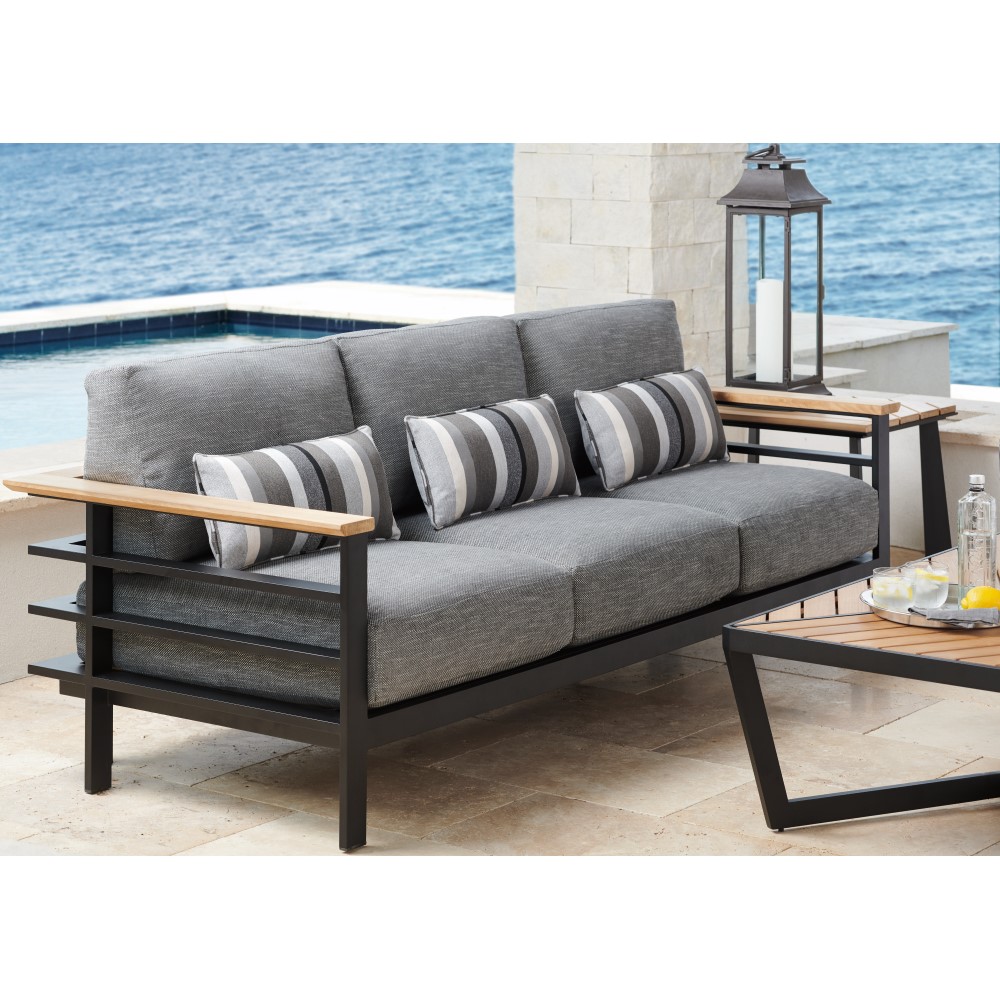 South beach aluminum sofa with deep seating cushions