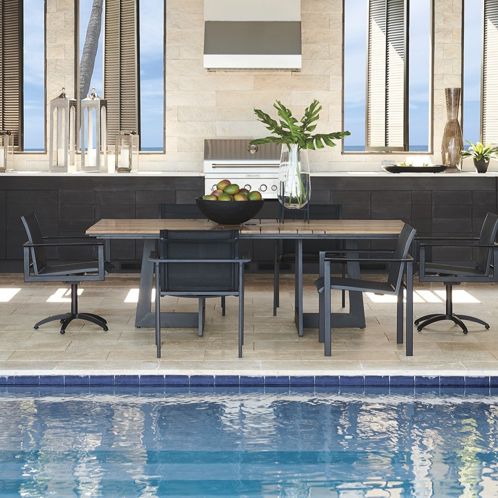 South beach aluminum dining chair with sling seating
