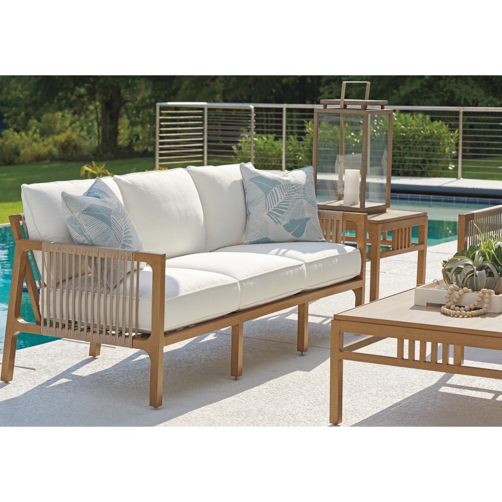 St tropez aluminum sofa with deep seating cushions