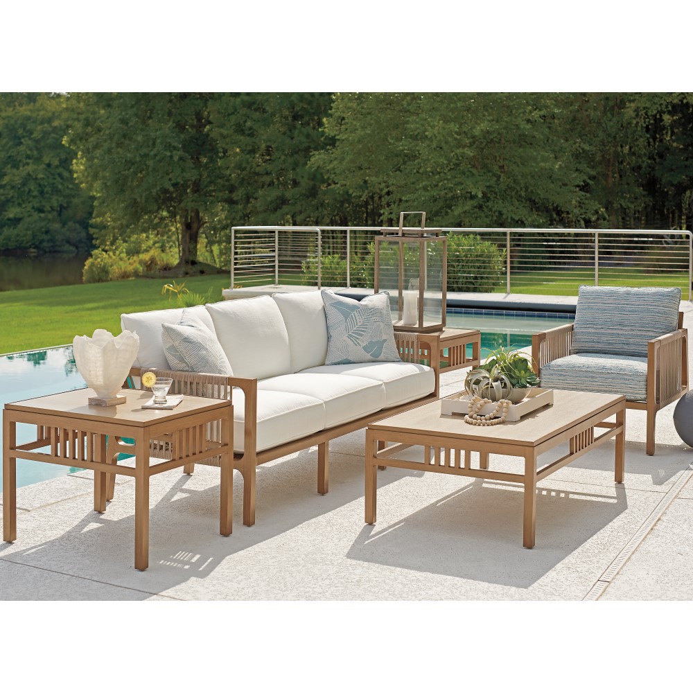 St Tropez aluminum coctail table with stone top