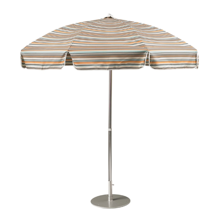 Alternating Panels Aluminum 7.5' Market Umbrella with Push Button Tilt and Manual Lift - 6090ALT