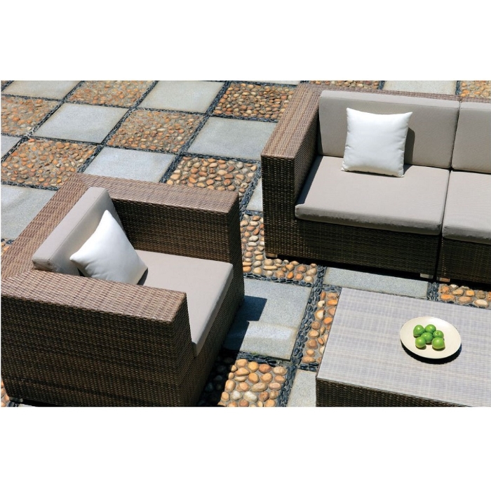 Arzo wicker lounge chair with deep seating cushions