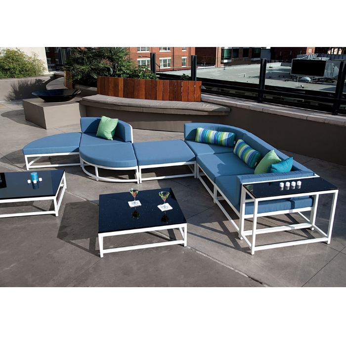 Cabana aluminum ottoman with deep seating cushion