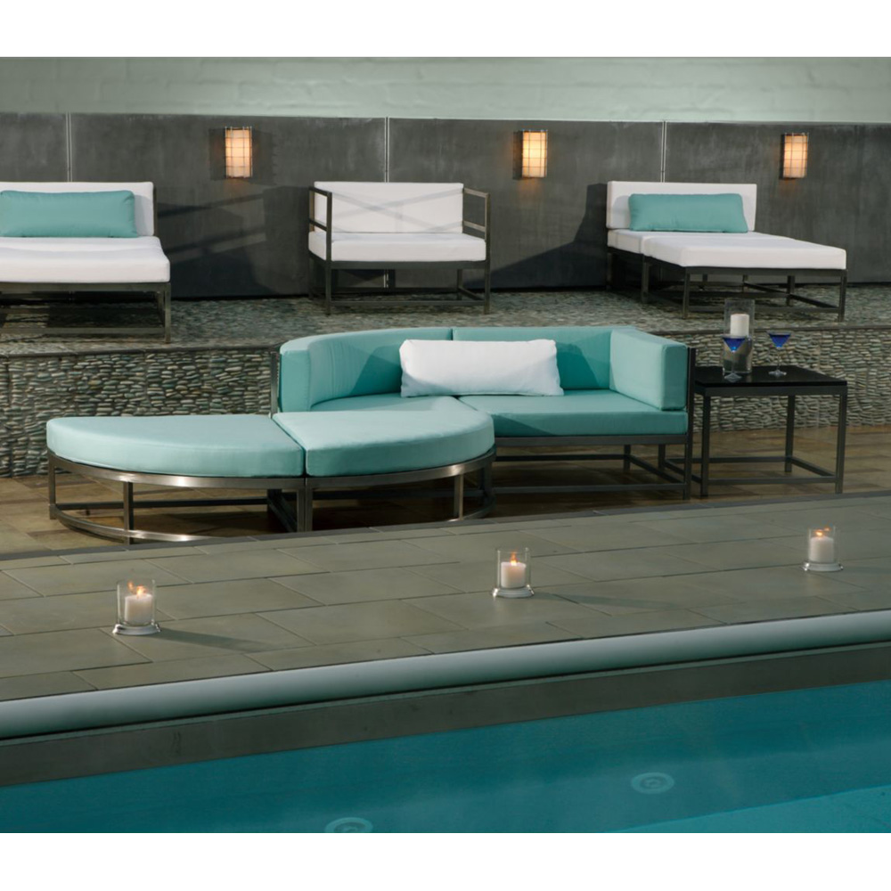 Cabana aluminum ottoman with deep seating cushion
