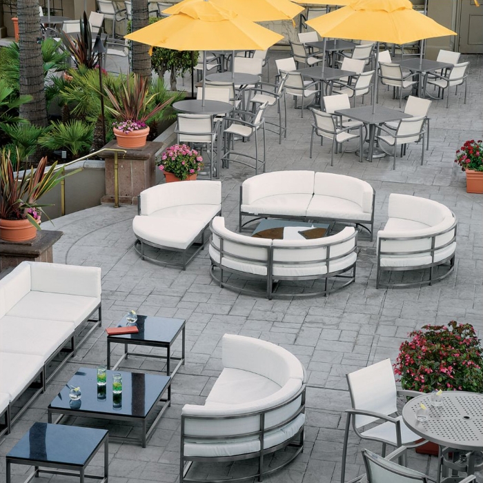 Cabana aluminum sectional with deep seating cushions