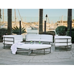 Tropitone Cabana Club Curved Corner Outdoor Furniture Set with Ottoman - TT-CABANACLUB-SET9