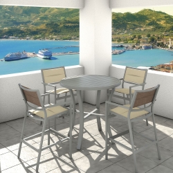 Tropitone Cabana Club Padded Sling Outdoor Bar Set for 4 - TT-CABANACLUB-SET17