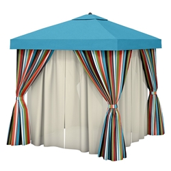Tropitone 8 x 8 Square Cabana with Fabric Curtains and Sheer Curtain Rods - NS008A238VSH