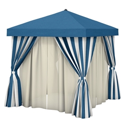 Tropitone 10 x 10 Square Cabana with Fabric Curtains and Sheer Curtain Rods - No Vent - NS010A238SH