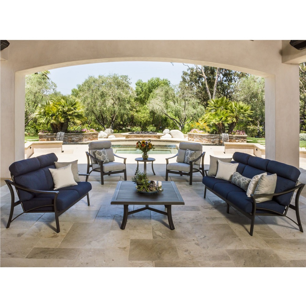 Corsica aluminum ottoman with deep seating cushions